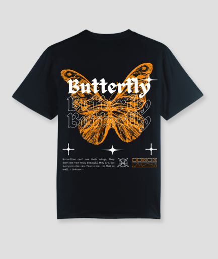 Camiseta naranja con mariposas para el Día del Rey.png