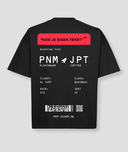 Camiseta de festival con diseño de tarjeta de embarque extragrande.png