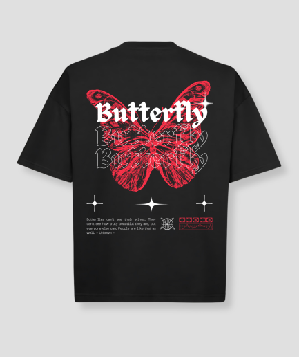 Camisa roja oversize con estampado de mariposas.png