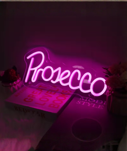 cartel de prosecco en neón