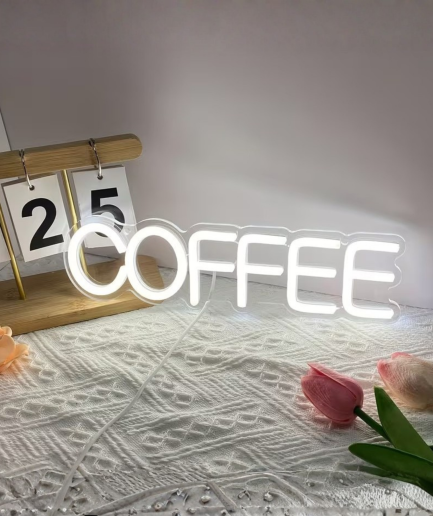 cartel de neón de café