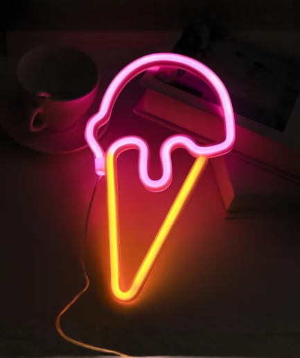 lámparas de neón con forma de helado