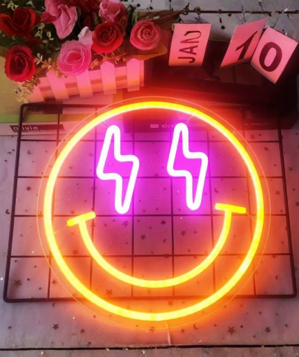 smiley de neón para la pared