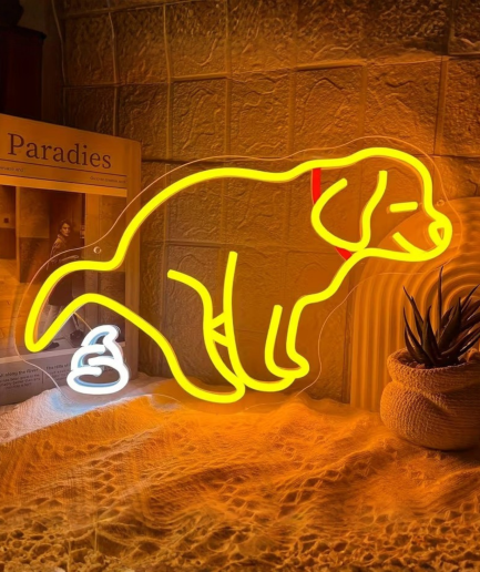 perro con lámpara de neón