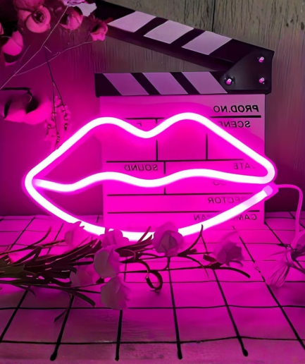 lámpara LED de neón con forma de labios