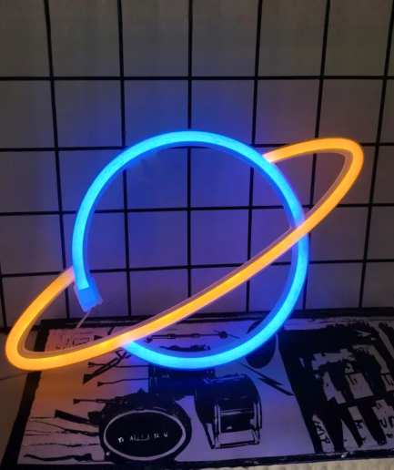 lámpara LED de neón con forma de planeta