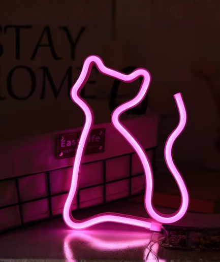 gato rosa neón