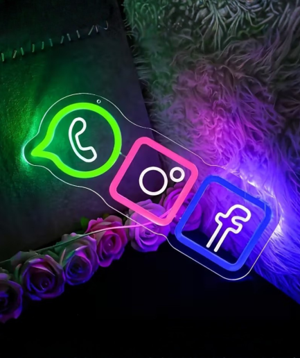 redes sociales neón