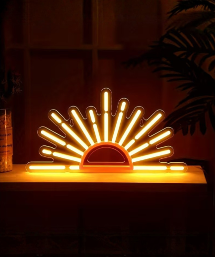 lámpara de neón con motivos de puesta de sol