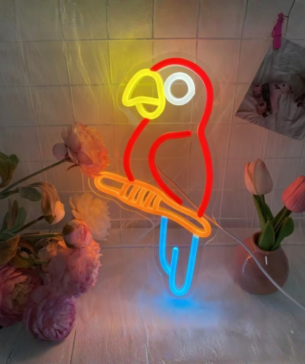 lámpara de neón con forma de pájaro