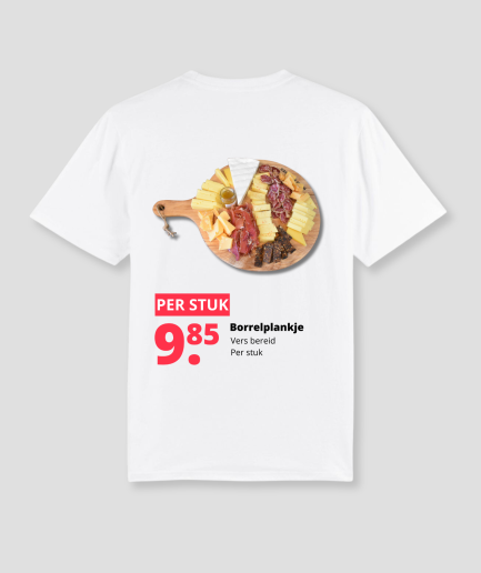 Camiseta con diseño de tabla de aperitivos