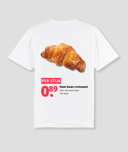 Camiseta con croissant de jamón y queso