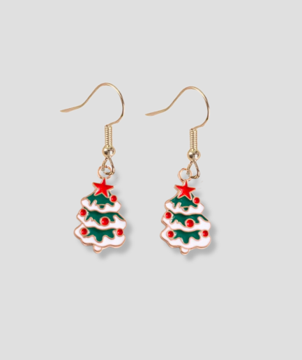 Pendientes con forma de arbolito de Navidad