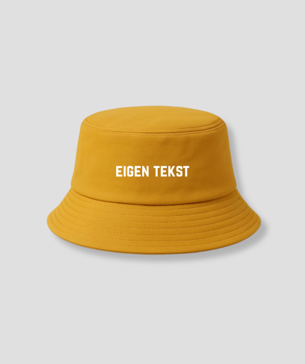 Texto personalizado en gorra de pescador amarilla