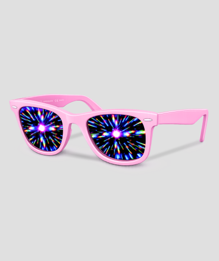 efecto de gafas espaciales rosas
