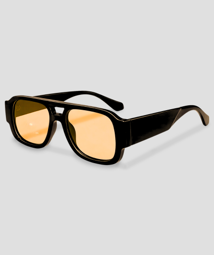 Gafas de festival naranjas con montura negra