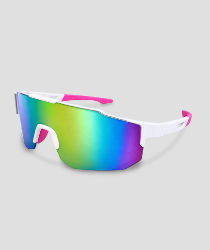 Gafas de rave blancas con detalles en rosa