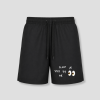 Zwarte heren zwemshort met versier-quote bedrukking