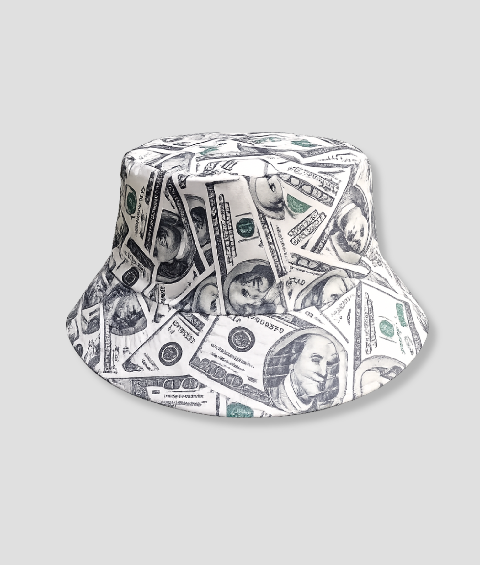 Witte bucket hat met all-over print van dollarbiljetten