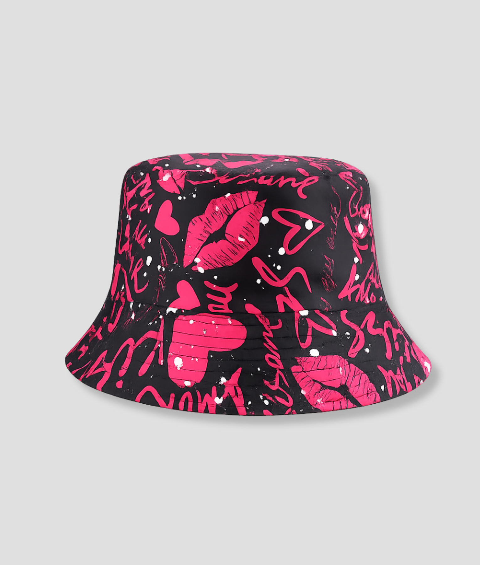 Zwarte bucket hat met hibiscus bloemenprint