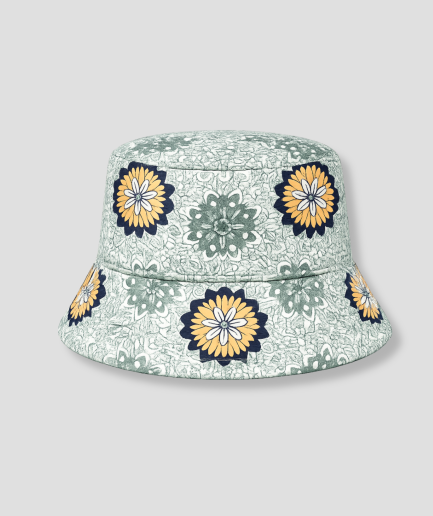 Mintkleurige bucket hat met mandala bloemenprint