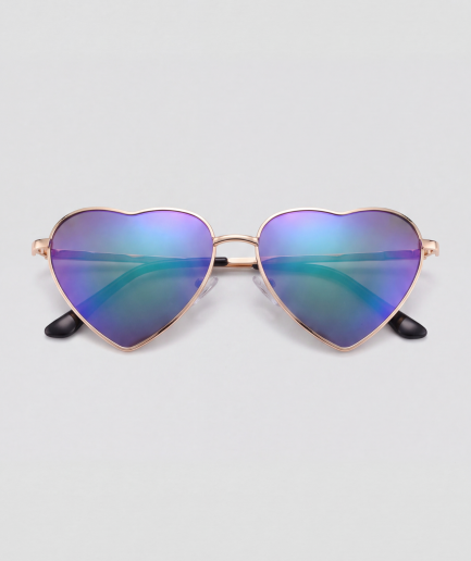 Deep blue heart, bril met goud montuur en blauw en paars glazen