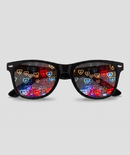 Hartjes bril, montuur zwart, glas hartjes effect