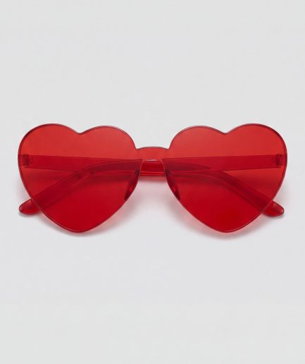 Hartjesbril, montuur rood, glas rood