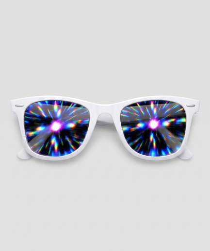 Spacebril firework, montuur wit, glas firework effect