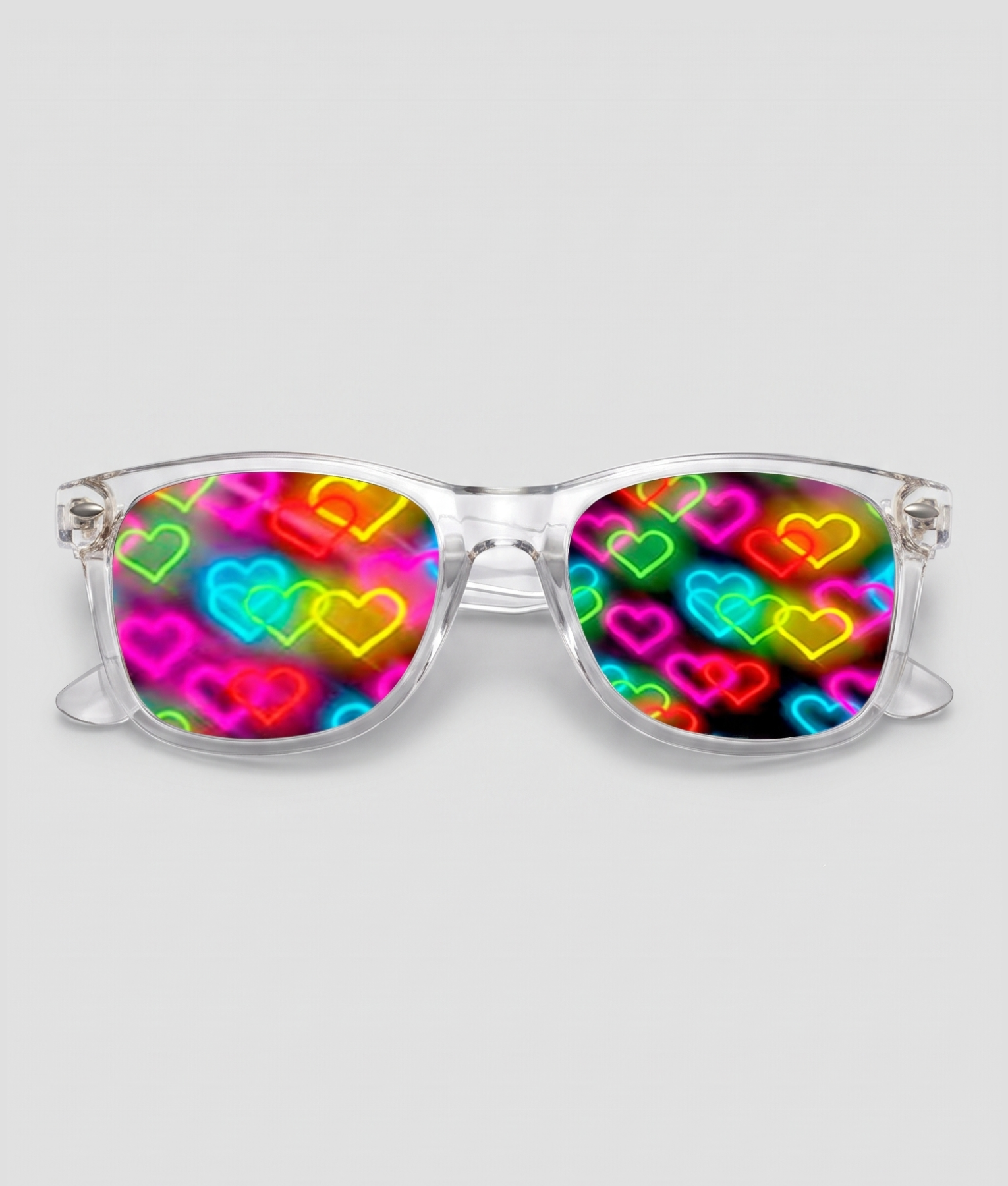 Spacebril hartjes, montuur transparant, glas hartjes effect