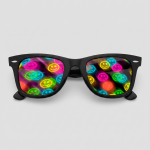 Spacebril smiley, montuur zwart, glas smiley effect