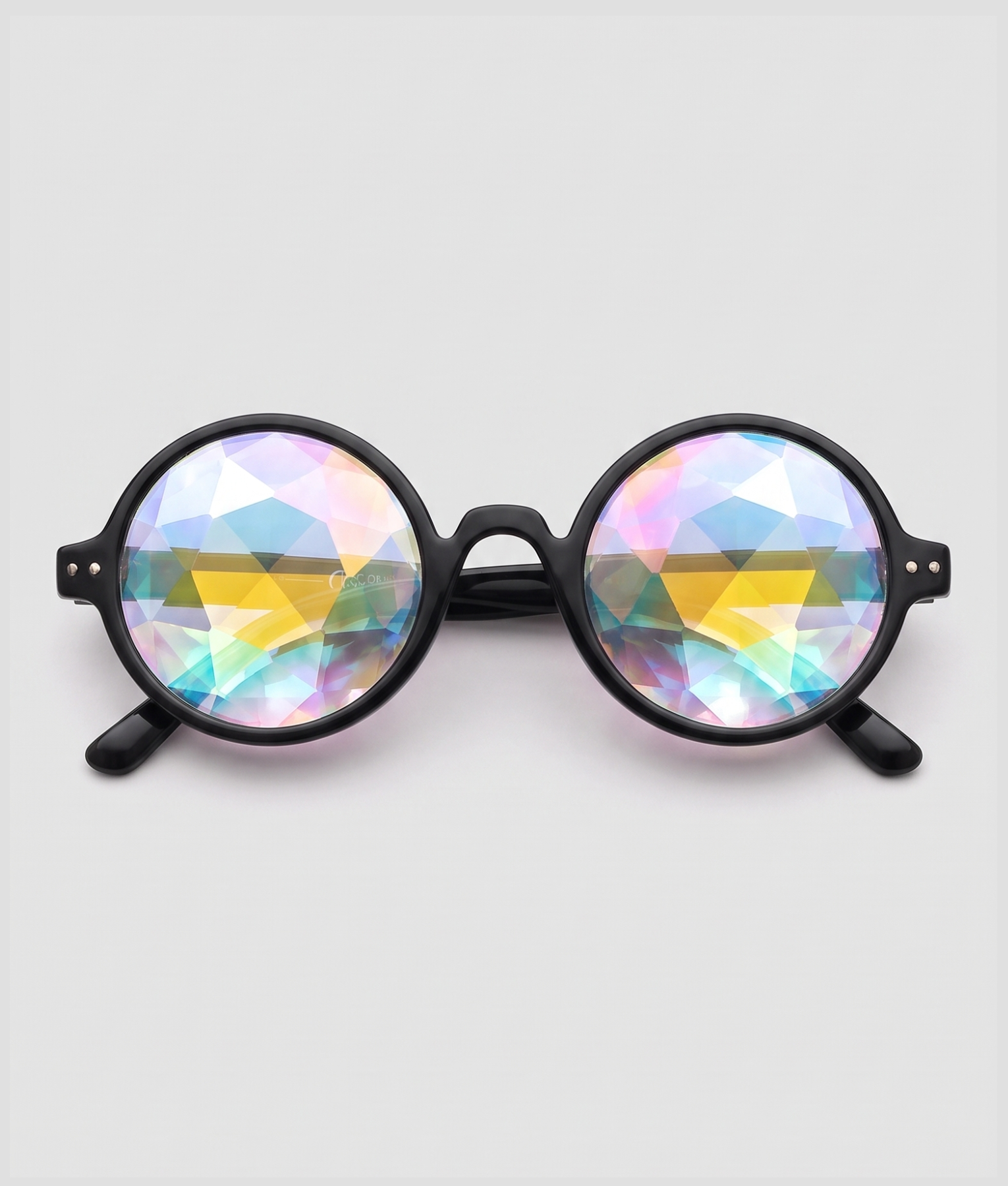 Spacebril, montuur zwart, glas caleidoscoop