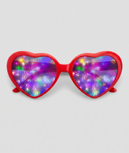 Spacy, montuur rood, glas hartjes effect