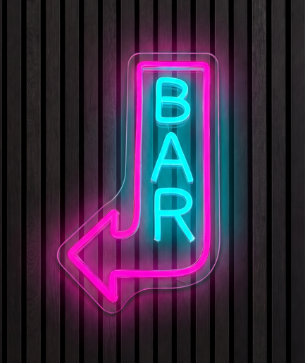 Bar con iluminación de neón