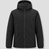 Wintersport jas zwart, voorkant met capuchon en rits, zonder print